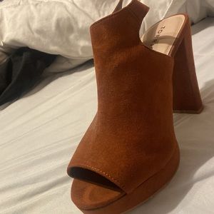 Suede Peeptoe Platform Bootie